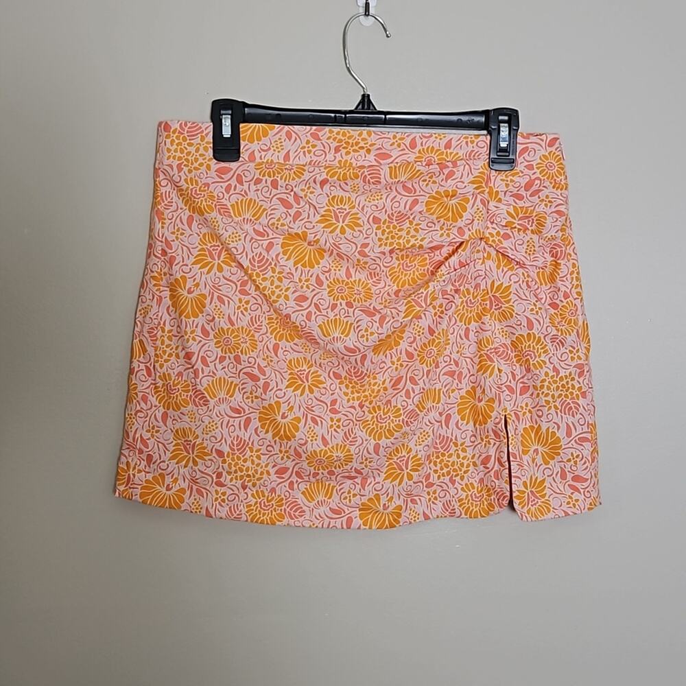 Zara Linen Blend Floral Mini Skirt Sz Large - Picture 4 of 10